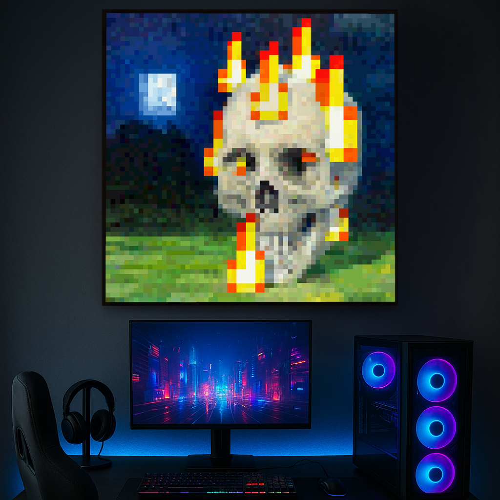 Plakat Minecraft Flaming Skull